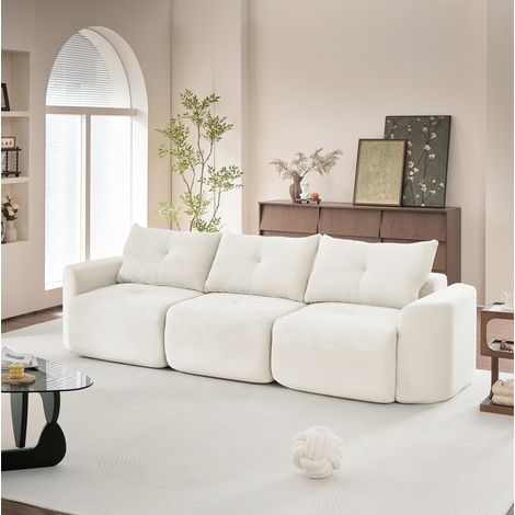 Modulares 3-Sitzer-Cordsofa in Beige, 2+1-Konfiguration für kleine Räume – MEUBLIV (1/5)