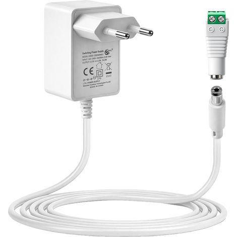 12V 2A Alimentation pour Rubans à LED, Ruban Led Connector AC 200-240V à DC 12V Adaptateur, Universel Adapter D'alimentation 5.5mm X 2.1mm pour Caméra CCTV Routeurs et Autres Électroniques (1/5)