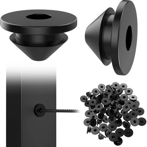 100er-Pack Gummitüllen für 1/8", 5/32" 3/16" Metallgeländerkabel, 3,2 mm Tüllen, Schutzhüllen für Metallgeländerkabel, BL10-L