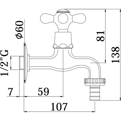 Paffoni – Robinet simple de lavabo VLV211BR – Finition bronze antique – Connexion standard 1/2'G – Support de tuyau en laiton