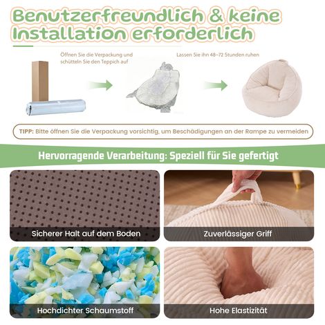 Pouf, pouf moelleux et confortable, idéal pour les salles de jeux, les coins lecture, les salons et les chambres d'enfants, pour garçons et filles – petit (Beige) (1/4)