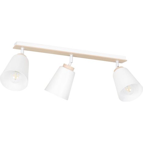 Lampada a Soffitto Atlas, Acciaio verniciato a polvere, Compensato, Bianco, 90x30x15 cm