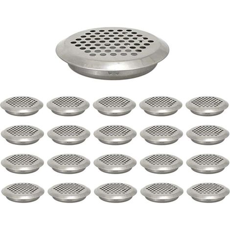Griglia di ventilazione circolare in acciaio inox – Confezione da 20 pezzi, diametro 35 mm, per armadi, bagni, cucine e uffici.