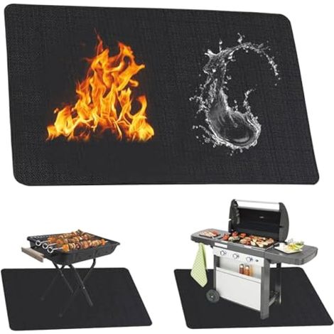 Tapis de barbecue - 150 x 100 cm - Tapis ignifuge - Tapis de protection contre la chaleur - Tapis de protection contre le feu - En silicone et fibre de verre - Pour barbecue, cheminées (1/5)