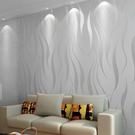 Papier Peint Mural Luxe 3D 10M - Argenté Gris (1/4)