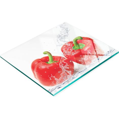 Dekoratives Küchenschneidebrett aus Glas, Motiv: Rote Paprika, 60 x 52 cm (1/5)