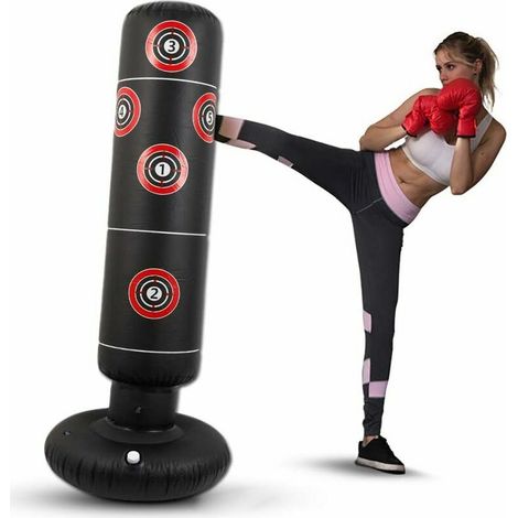 Sac de Boxe Frappe Adulte Gonflable 160cm, Sac de Frappe sur Pied Adulte, Punching Ball Adulte sur Pied Lourd, Équipement de Fitness pour Muay Thai Kickboxing Arts Martiaux MMA thsinde (1/5)