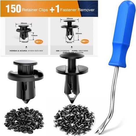 Ensemble de 150 clips de fixation universels pour automobile + outil, 2 tailles (1/5)