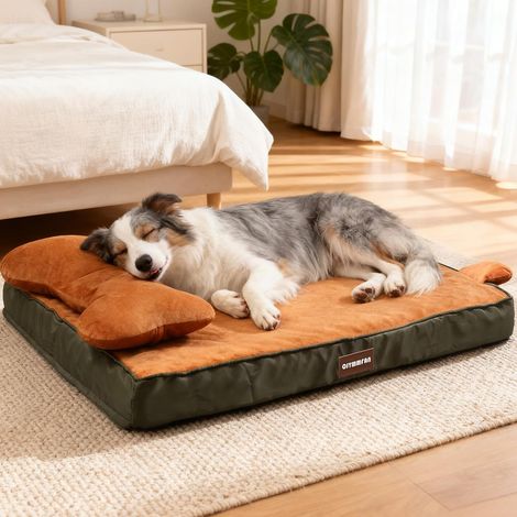 Panier Orthopédique Chien avec Bolster Tête Amovible, Lit Lavable avec Mousse Alvéolée, Coussin Chien Imperméable pour Soutenir Tête et Articulations, Matelas Chien avec Oreiller et Fond Antidérapant (1/5)