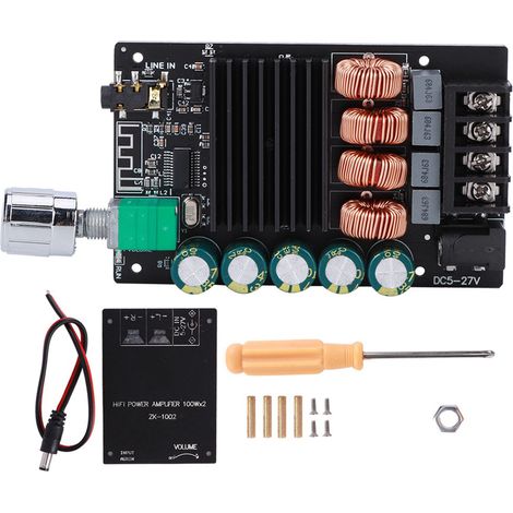 Amplificateur numérique HiFi 2.0, 100Wx2 haute puissance, carte ampli stéréo avec Bluetooth 5.0, accessoire audio pour enceintes (1/5)