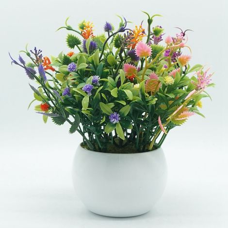 Fleur artificielle en pot, plante en pot simulée, décoration pour la maison ou le bureau (orange) (1/5)