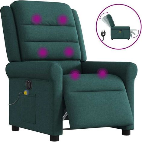 Fauteuil de massage électrique inclinable en tissu vert foncé (1/5)