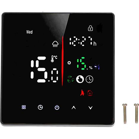 Thermostat à écran tactile avec fonction de liaison montage mural contrôleur de température pour plancher chauffant à eau AC 90‑240V 3A
