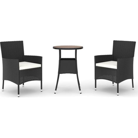 Maison Exclusive - 3-tlg. Garten-Bistro-Set mit Kissen Schwarz Po (1/5)