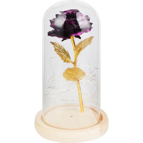Lampe de chevet LED rose en verre, veilleuse lumineuse violette, cadeau d'anniversaire décoration maison (1/5)