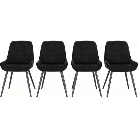 Set mit 4 gepolsterten Esszimmerstühlen aus schwarzem Samt mit Metallbeinen MODENUIT (1/5)