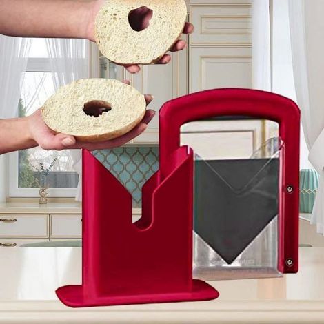 Coupe-Bagel - Coupe-Pain Guillotine Portable - Pour Toasteur - En Acier Inoxydable Et Plastique - 22,5 x 17,5 x 9,5 cm - 1 Pièce (1/3)