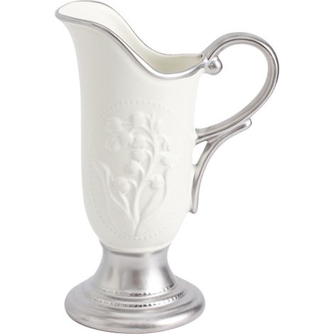 Jarrón de cerámica vintage S1275B2, galvanizado en plata, para hidroponía y decoración floral, de alta calidad y estilo artístico francés. (1/3)