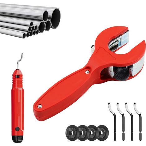Coupe Tube à Cliquet avec Ébavuroir,8-29mm Coupe Tube Cuivre Inox PVC Aluminium,Set de Coupe Tuyau avec 4 Roulettes de Rechange,Outil de Coupe Précision pour Tuyauterie en Espace Étroit (1/5)