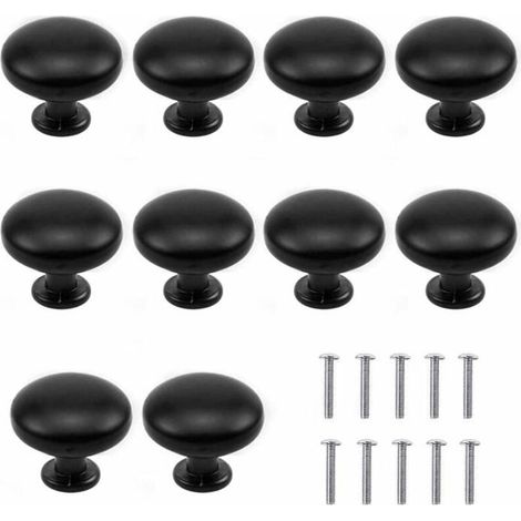Un ensemble de 10 poignées de tiroir noir mat avec poignées bombées, adaptées aux tiroirs et aux armoires, 30 mm, disponibles en plusieurs couleurs, pour les chalets de jardin. (1/4)