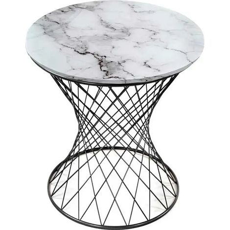 Runder Beistelltisch aus Metall mit elegantem Marmor-Effekt Ø38 x 55 cm