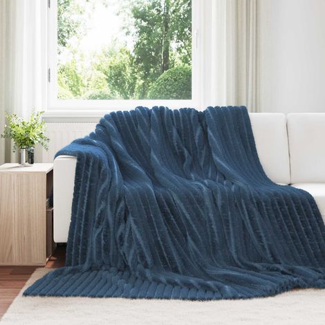 Überwurfdecke Marineblau 240 x 220 cm Fleece