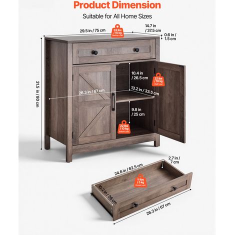 Buffet Cuisine - Meuble de Rangement avec Tiroir 2 Portes de