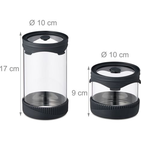 Set di 3 barattoli di conservazione da cucina in vetro ermetici 23 x 10 x 10 cm stile moderno in vetro trasparente 130015380