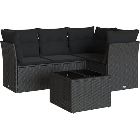 Maison Exclusive - Set de muebles de jardín 5 pzas y cojines ratá (1/3)