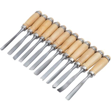 Jeu de Burins à Main en Bois Sculpté, Outil de Gouges pour Menuiserie 12 en 1 (1/4)