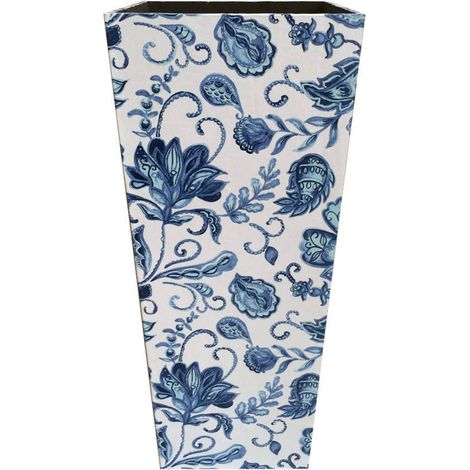 Rebecca Mobili Porte-Parapluies Stockage Canvas Mdf Blanc Bleu Vintage 50x21x21