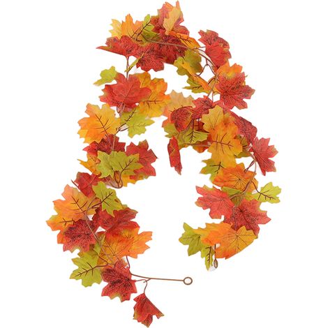 Guirlande de feuilles d'érable artificielles aux couleurs vives, idéale pour la décoration de la maison à l'occasion de Thanksgiving.
