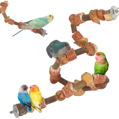 Jouet de 80 cm pour perruches, perchoirs pour perruches, accessoires pour calopsittes et perroquets, renfort en fil de fer malléable, accessoires pour cage (1/4)