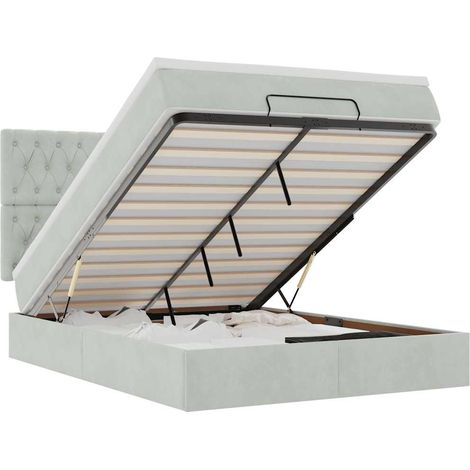 Maison Exclusive - Ottoman-Bett mit Matratzen & LEDs Hellgrau 140