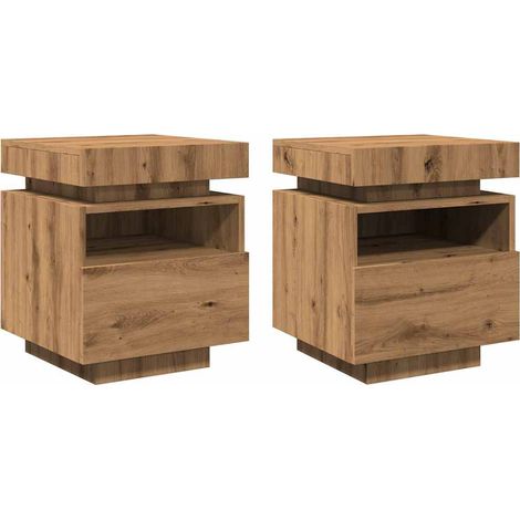 vidaXL Armoires de chevet avec lumières LED 2 pcs chêne artisanal