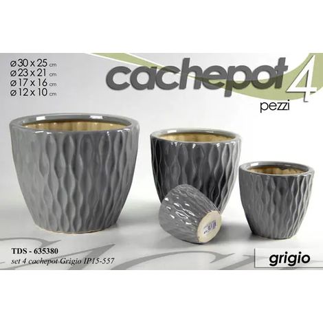 Set 4 cachepots grau klar Ø30/23/17/12 cm
