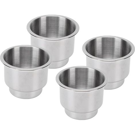 Porte-gobelets Encastrés en Acier Inoxydable avec Système de Drainage (Lot de 4), étanche, pour Bateau, Camping-Car, Camion, Voiture. (1/5)
