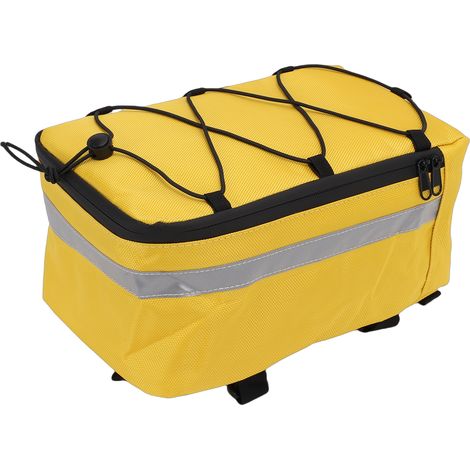 Sacoche de porte-bagages arrière pour vélo, en tissu Oxford imperméable avec bande réfléchissante, idéale pour les trajets urbains. Couleur : jaune. (1/5)