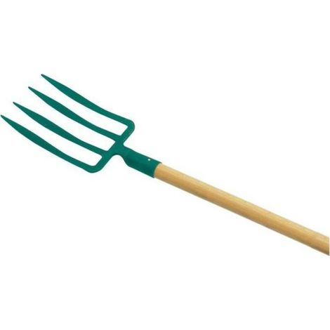 Fourche À Bêcher - 4 Dents - Longueur Fourche 25 Cm - Manche Bois 1 M (1/2)