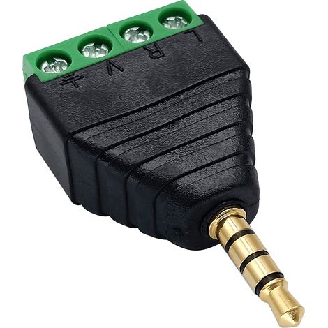 Conector Jack 3.5 mm macho TRRS terminal de tornillo 4 pin  Negro