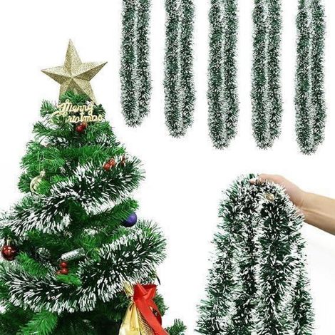 10M Weihnachtsdeko Tannengirlande Grün Weiß Outdoor Tür Festliche Dekoration (1/5)