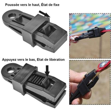 15 pinces de tente en plastique pour bâche – camping, canopy, étanche, noir (1/5)