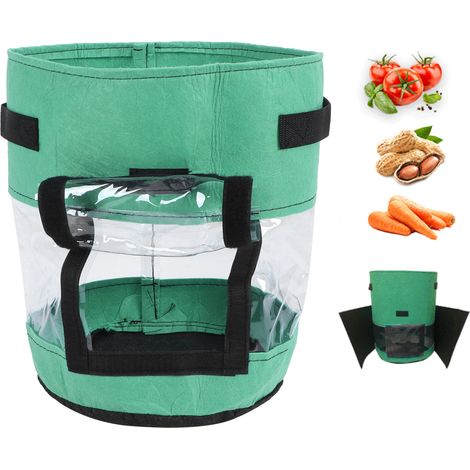 Sac de culture pour pommes de terre 360° transparent, accessoire de jardin, vert avec tissu occultant, 30 x 35 cm, 26 L / 7 gal (1/5)