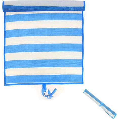 2 x PVC Geflecht Strandmatte Blau-M54970-Blau