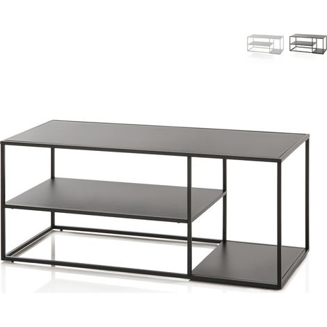 Tavolino da salotto in metallo design moderno 120x50cm Angie - Nero
