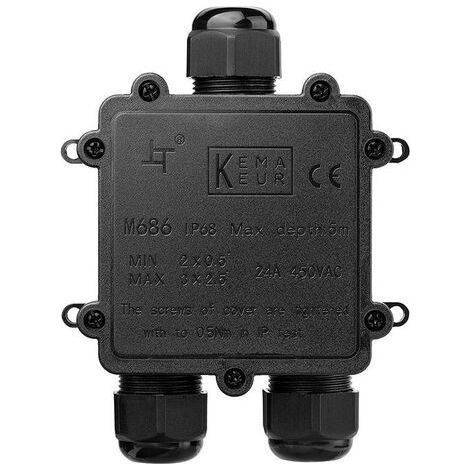 Boîte de jonction étanche IP68 - Boîte de jonction 1 en 2 - Câble coaxial 5 à 14 mm (1/4)
