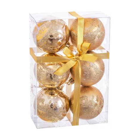 Set de 6 boules de Noël dorées Cerf - 6cm (1/3)