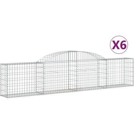 Paniers à gabions arqués 6 pcs  Mur en gabion 300x30x60/80 cm Fer galvanisé