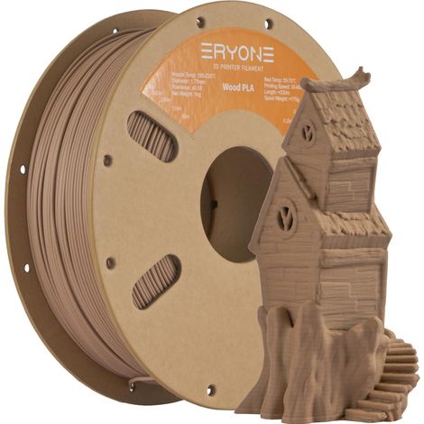 Filament PLA Wood 1.75mm +/-0.03mm Wood Fiber for 3D Printer Filament and 3D Pens 1kg /Spool, Dark Wood (1/5)