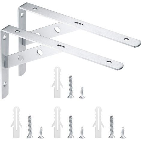 2 Pièces Supports Équerre Murale, Équerres Étagère de Fixation Murale, Console Support d'Angle Brace, Equerre Charge Lourde, 90 Degrés Support d'angle Mural Métal - 200x135 mm (1/4)